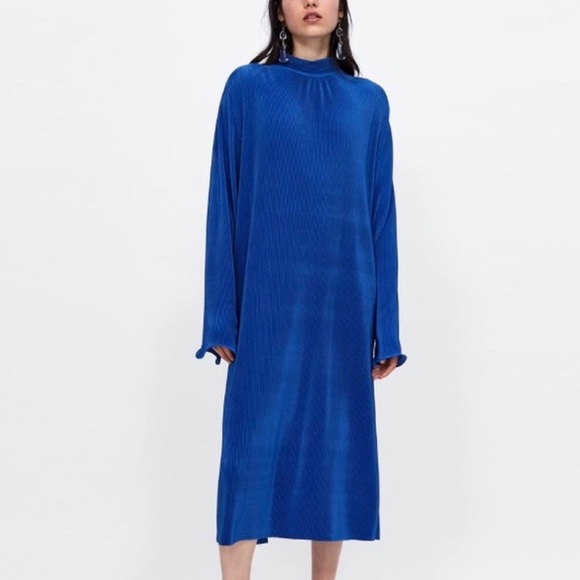 Zara Dresses & Skirts - Zara Pleated Mock Neck Dress